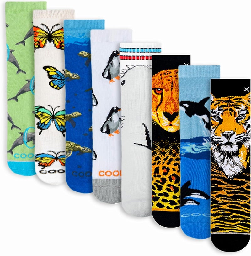 Odd Sox – Big Kids 8-Pack Novelty Themed Crew Socks Bundle-Shoe Sizes 3–5 –Soft, Comfortable, Great Durable Gift for Kids - Image 1